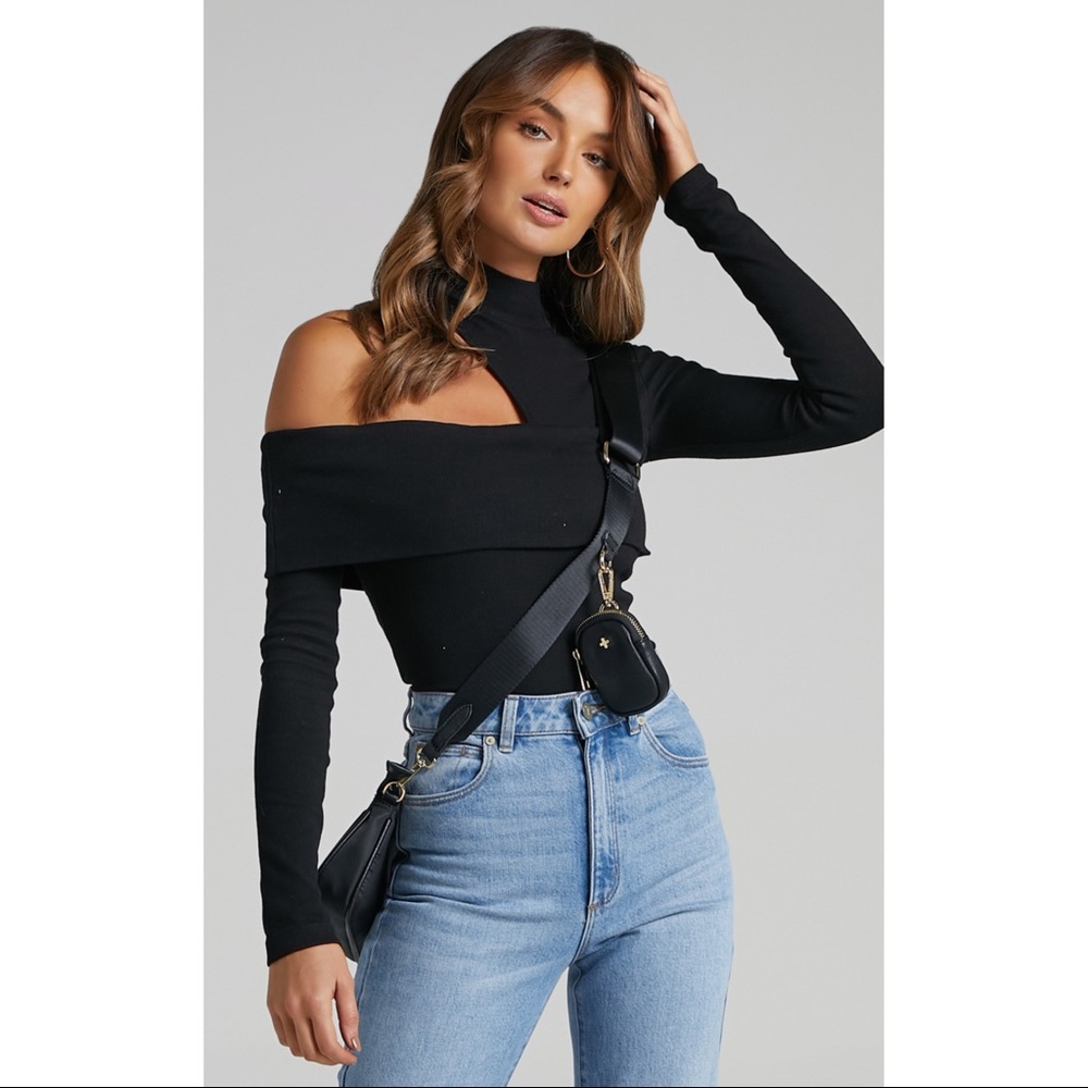 Showpo - Kiefer Asymmetric Cutout Top in Black (S)